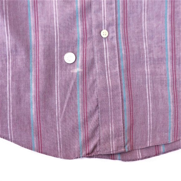 Christian Dior Vintage 70s 80s Shirt Button Front Striped Mother of Pearl Button - Picture 7 of 7